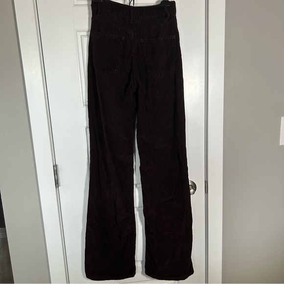 ZARA HIGH RISE WIDE LEG CORDUROY PANT IN BROWN SIZE 2 - Picture 6 of 11